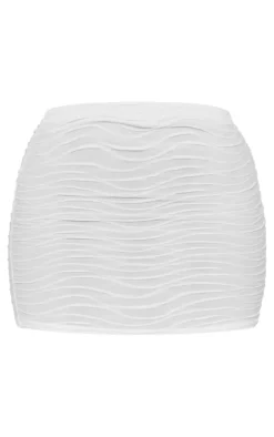 Petite White Textured Mini Skirt