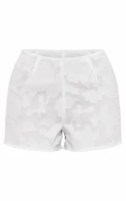 Petite White Textured Shorts