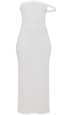 Petite White Textured Twist Detail Maxi Dress