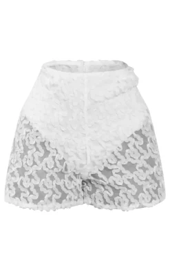 Petite White Textured Woven Shorts