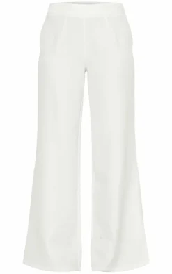 Petite White Woven High Waisted Tailored Wide Leg Pants