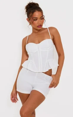 Petite White Woven Strappy Corset