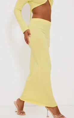 Petite Yellow Knitted Tie Waist Maxi Skirt