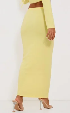 Petite Yellow Knitted Tie Waist Maxi Skirt