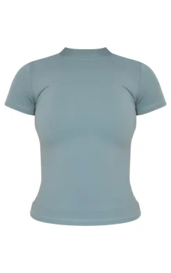 Petrol Blue Snatched Sculpt Short Sleeve T Shirt