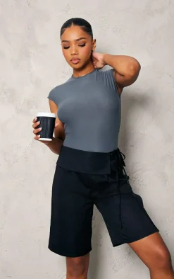 Petrol Blue Soft Touch Cut Out Back Bodysuit