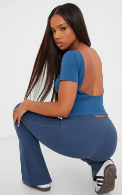 Petrol Cap Sleeve Backless Longline Snatched Sculpt Crop Top