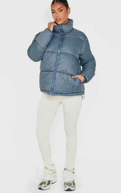 Petrol Shell Quilted Puffer Coat