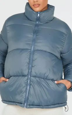 Petrol Shell Quilted Puffer Coat