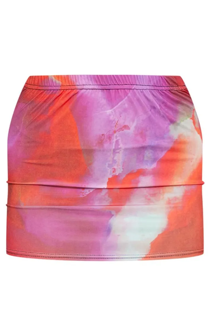 Pink Abstract Print Micro Mini Skirt