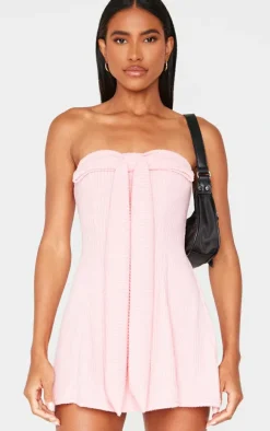 Pink Bandeau Bow Detail Bodycon Dress