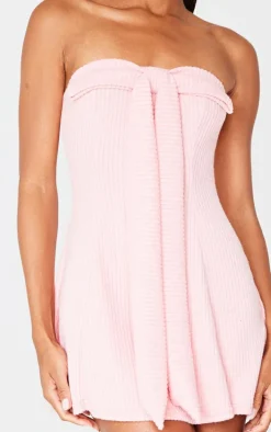 Pink Bandeau Bow Detail Bodycon Dress