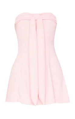 Pink Bandeau Bow Detail Bodycon Dress