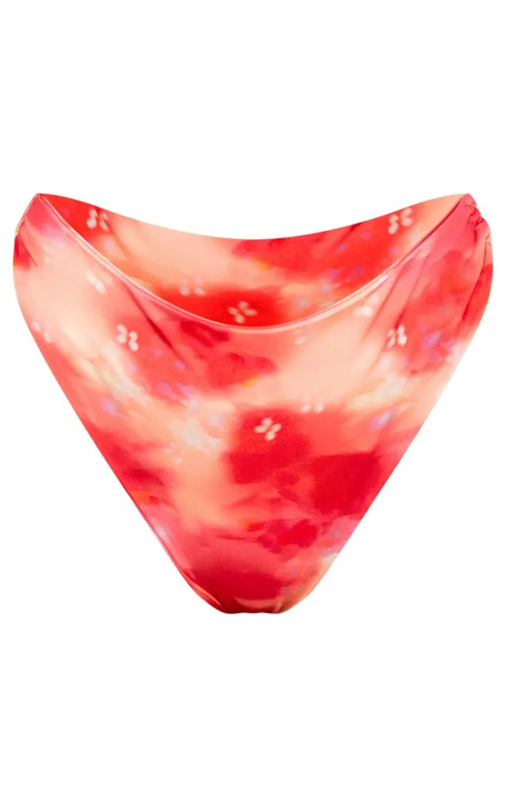 Pink Blurred Floral O Ring Bikini Bottoms