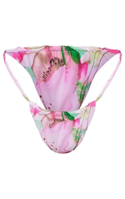 Pink Blurred Fruit Print Bikini Bottoms