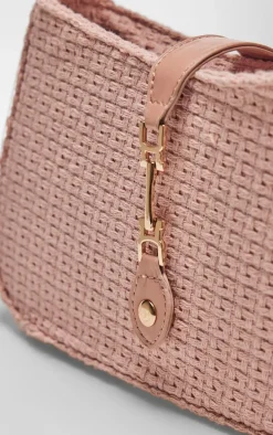 Pink Boucle Clasp Detail Shoulder Bag