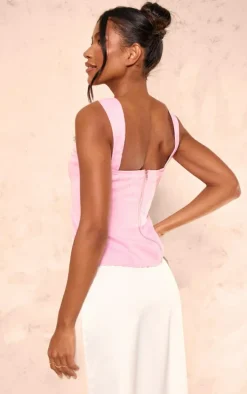 Pink Boucle Diamante Embellished Top