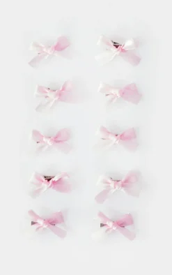 Pink Bow 10 Pack Hair Clips