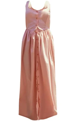 Pink Button Up Poplin Midaxi Dress