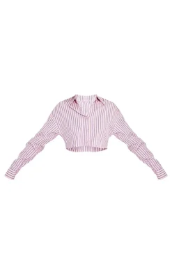 Pink Cropped Striped Shirt