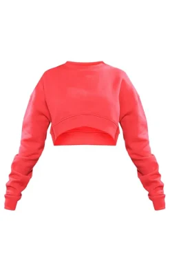 Pink Curve Hem Cropped Sweatshirt