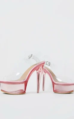 Pink Extreme Clear Platform Sandals