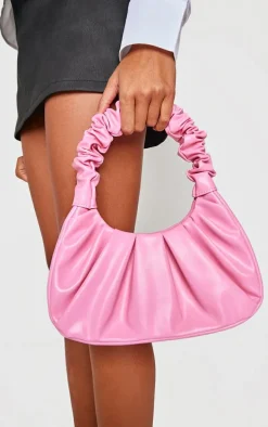 Pink Extreme Ruched Handle Shoulder Bag