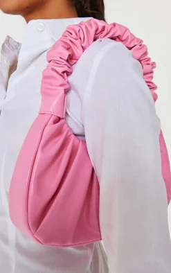 Pink Extreme Ruched Handle Shoulder Bag