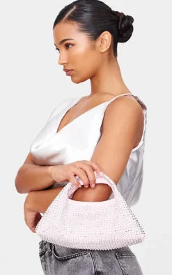 Pink Faux Suede Diamante Stud Grab Bag