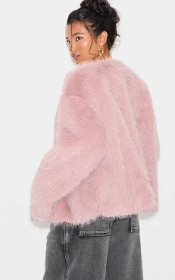 Pink Glitter Faux Fur Coat