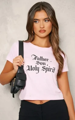 Pink Holy Spirit Printed Fitted T Shirt