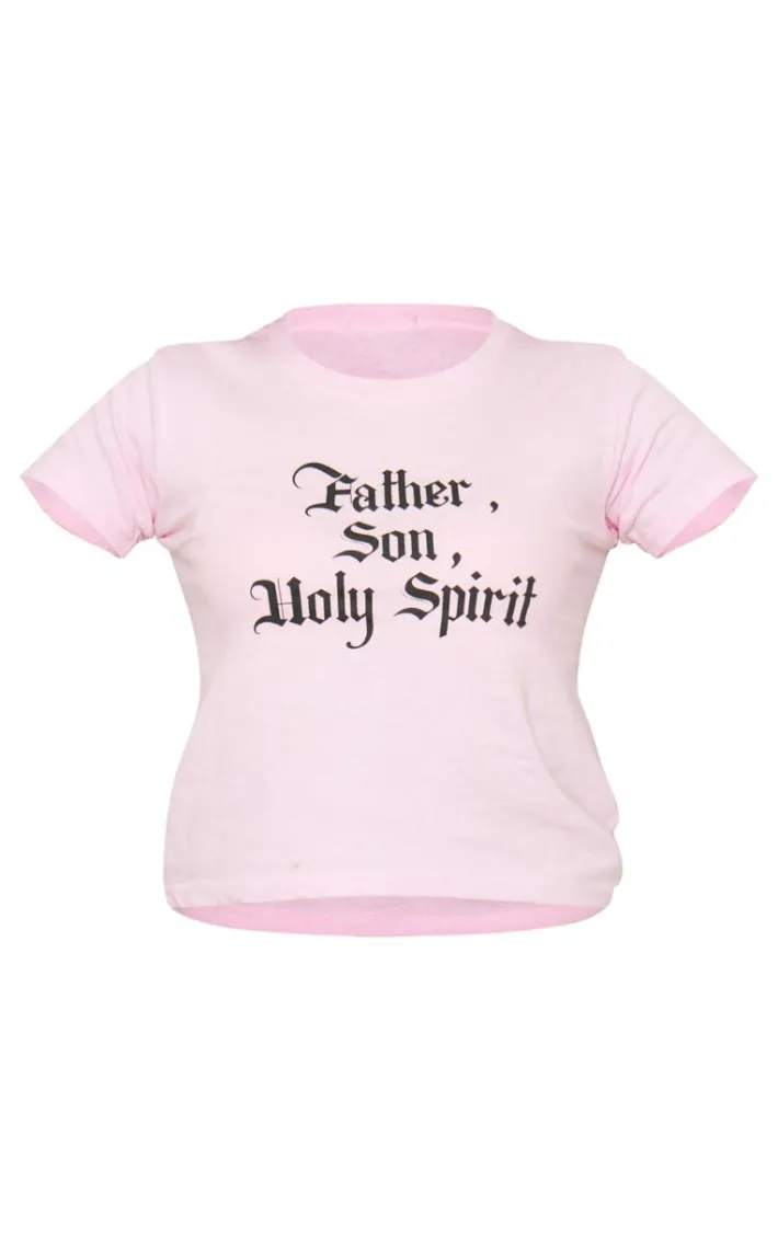 Pink Holy Spirit Printed Fitted T Shirt