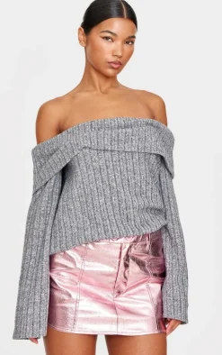 Pink Metallic Crinkle Faux Leather Micro Mini Skirt