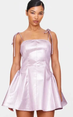 Pink Metallic Mini Skater Dress