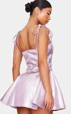 Pink Metallic Mini Skater Dress