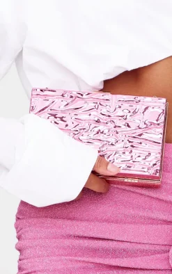 Pink Molten Clutch Bag