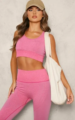 Pink Padded Seamless Sports Bra
