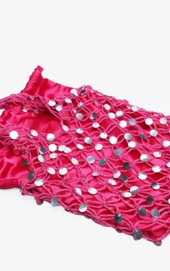 Pink Sequin Knit Tote Bag