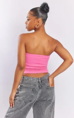 Pink Snatched Rib Ladder Front Bandeau