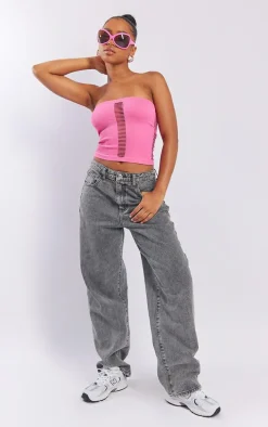 Pink Snatched Rib Ladder Front Bandeau