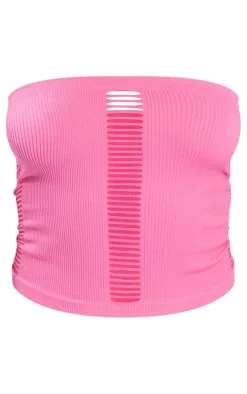 Pink Snatched Rib Ladder Front Bandeau