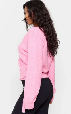 Pink Soft Knit Wrap Cardigan