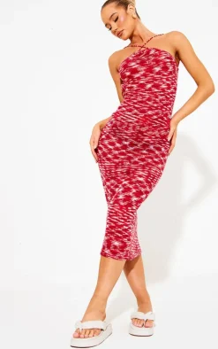 Pink Space Dye Knit Strappy Back Maxi Dress