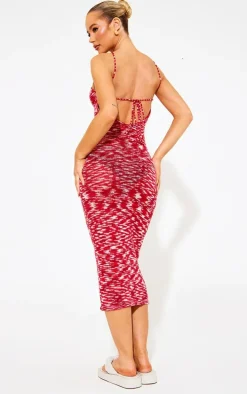 Pink Space Dye Knit Strappy Back Maxi Dress