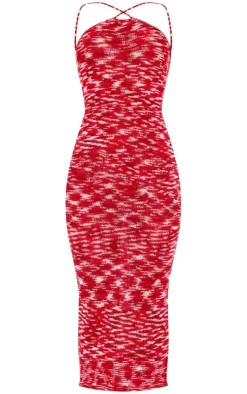 Pink Space Dye Knit Strappy Back Maxi Dress