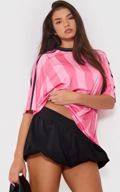 Pink Striped Oversized Football T-shirt