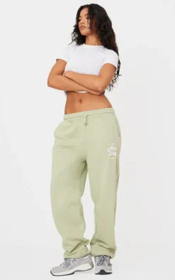 Pistachio Chill Club Puff Print Drawstring Cuffed Sweatpants