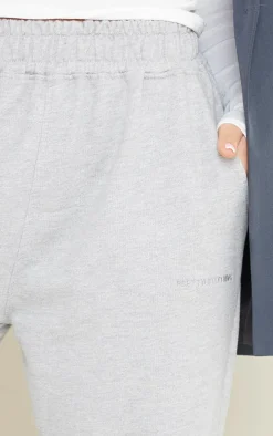 PLT Grey Marl Embroidered Wide Leg Sweatpants