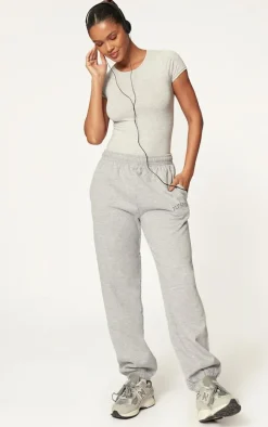 PLT Grey Marl Sport Print Oversized Sweatpants