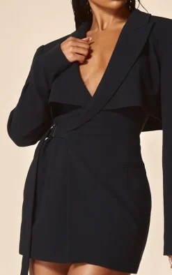 PLT Label Black Tie Side Detail Blazer Dress